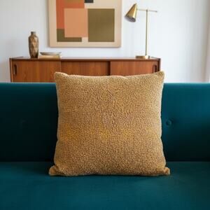 Anthropologie Boucle Pillow XL Mustard Textured Cushion-Modern Decor-Throw-Boho